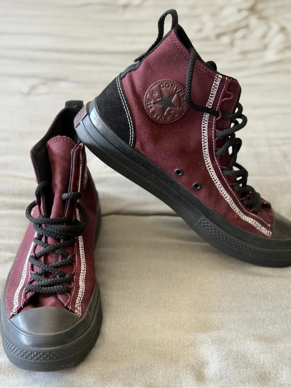 Converse Burgundy and Black High-Top Sneakers with Black Trim - Picture 8 of 8